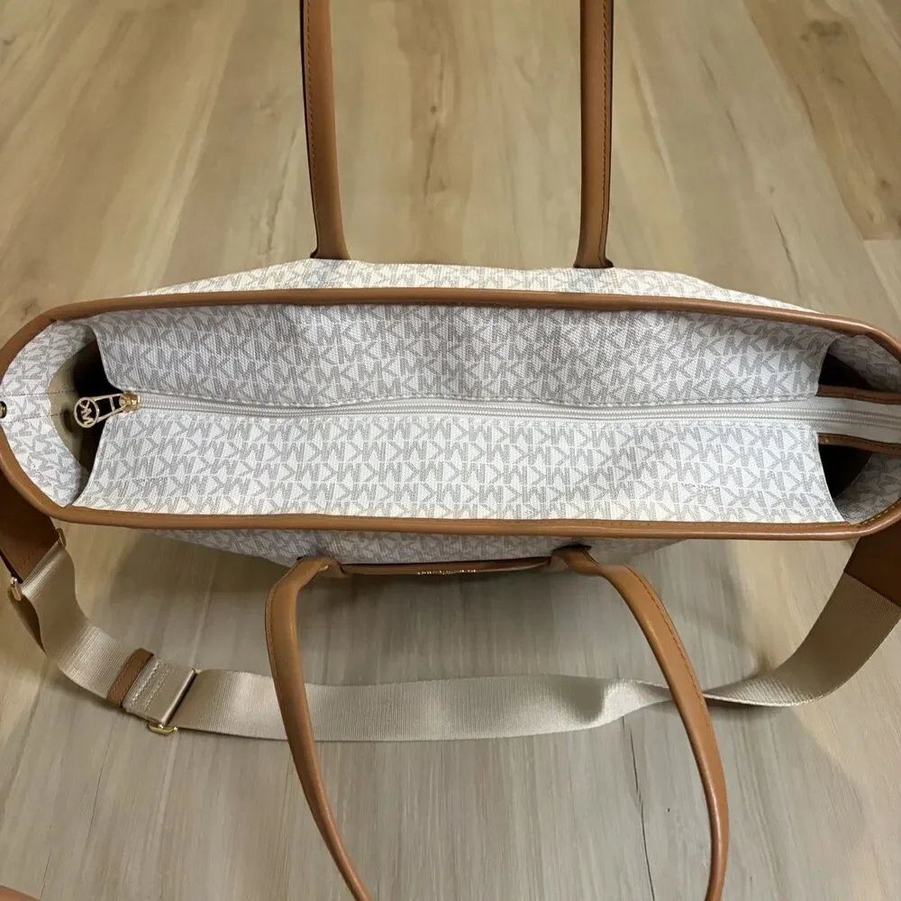 MICHAEL KORS Beck Signature Convertible Tote Bag Vanilla 30T0GKNT1B